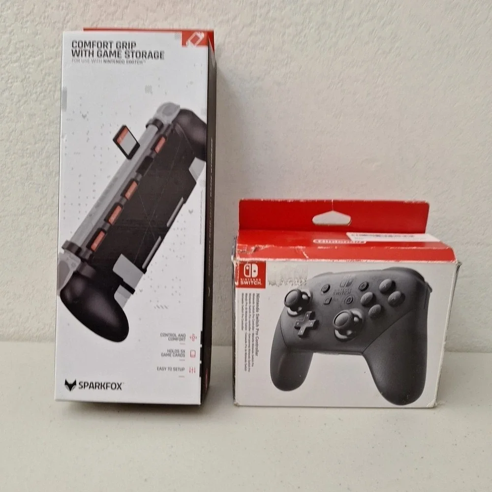 Nintendo Switch Pro Controller Genuine OEM & Comfort Grip w/ Game Storage NEW